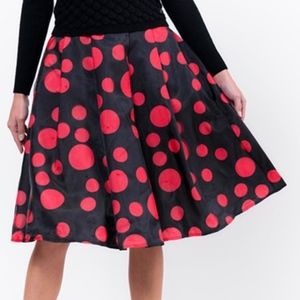 JENN. Black Red Polka Dots Circle Retro Skirt